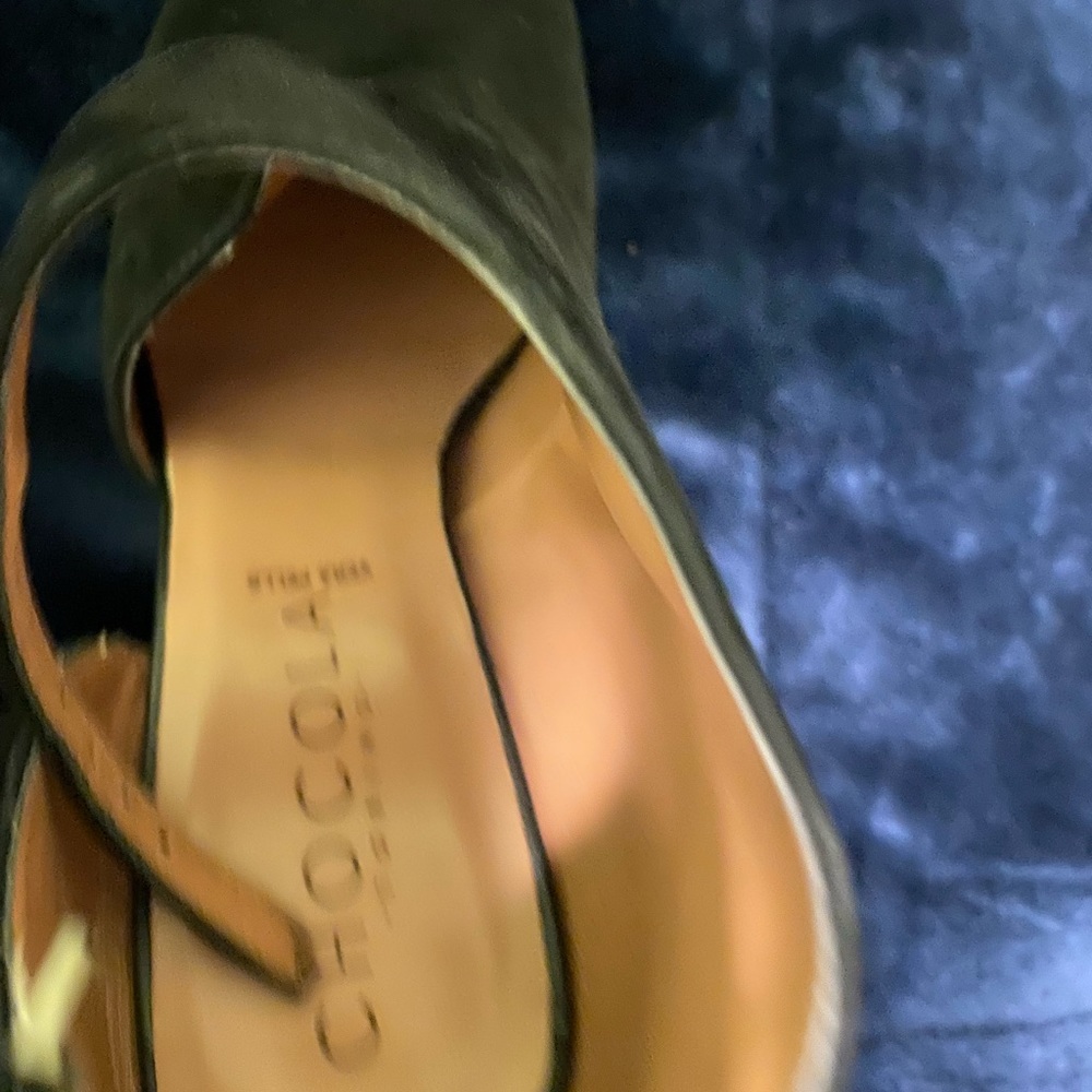 Chocolat, Suede platform sandal.